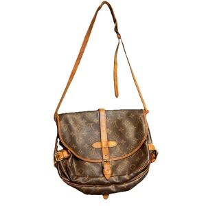 Louis Vuitton Saumur 30 Shoulder Bag Womens Brown Monogram Leather Crossbody